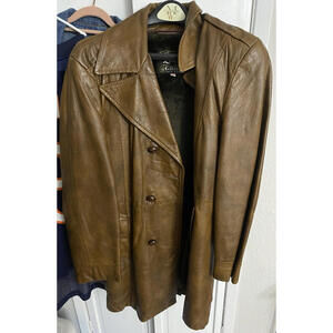 VINTAGE Grais Genuine Leather Made in USA Brown Leather Jacket Size 40